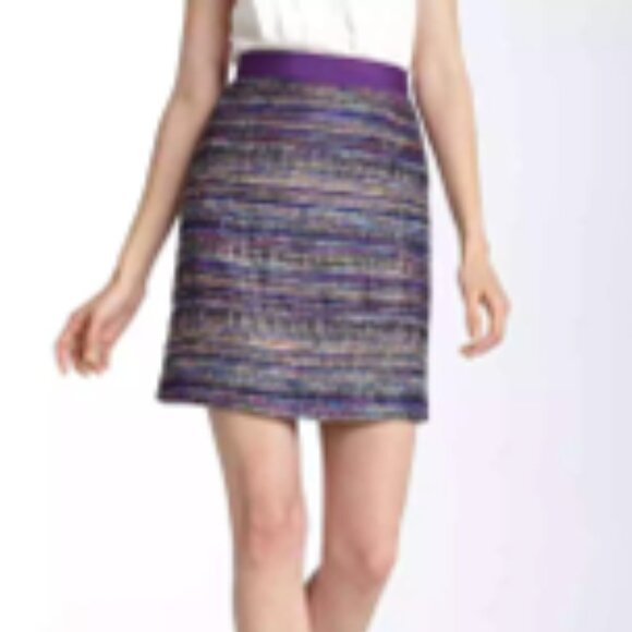 Kate Spade Kylie Jewelbox Purple Striped Tweed Mini Skirt Sz 12, EUC - Picture 2 of 11